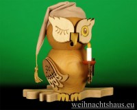 Eulen Gute Nacht Eule Nachteule Holzeule mit Kerze Einschlafen Schlafeule Schlafmütze Nachtdeko Dekoeule