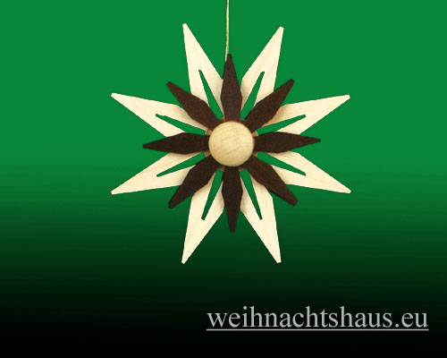 Seiffen Weihnachtshaus - Baumbehang Erzgebirge aus Holz Spanstern braun - Bild 1