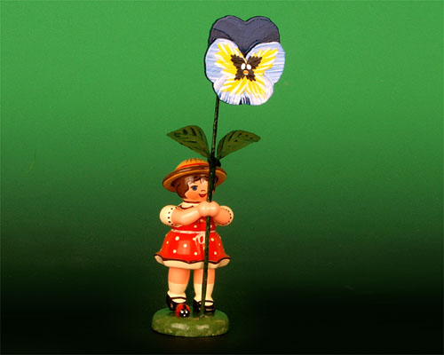 Seiffen Weihnachtshaus - Sommerhutblumenmädchen 11cm Stiefmütterchen - Bild 1