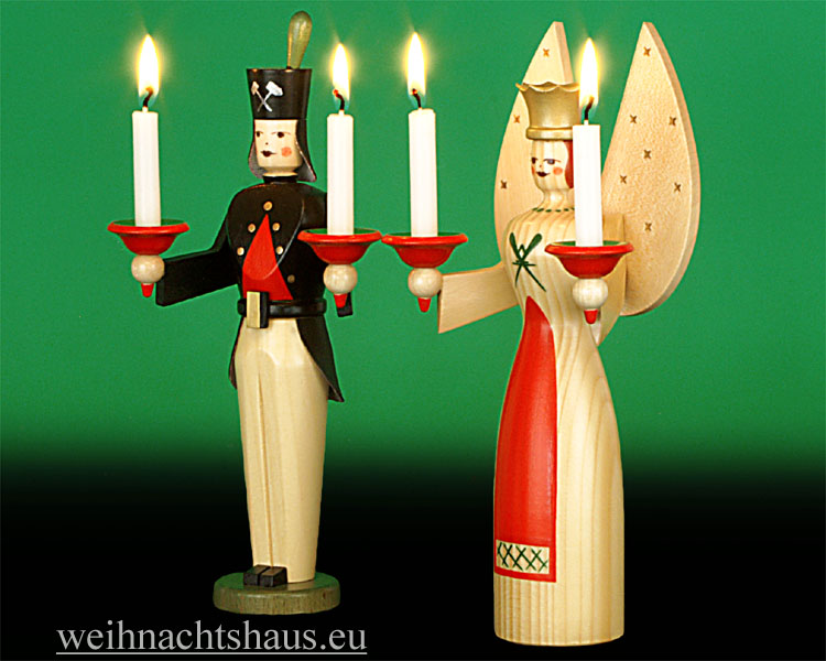 Lichterengel Lichterbergmann Erzgebirge Holz erzgebirgische Engel und Bergmann Kerzen günstig online kaufen Seiffener Tradition Kluge Ender