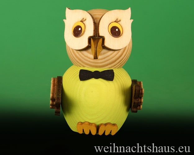 Seiffen Weihnachtshaus - Eule  klein Deko-Eule in grün - Bild 1