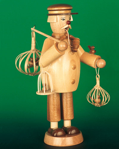 Räuchermann mit Vögel Erzgebirge Vogelhändler mit Vogelkäfig