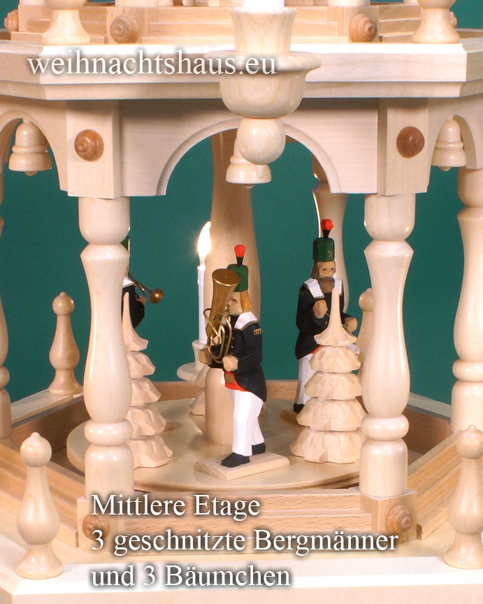 Weihnachtspyramide elektrisch Bergmann Pyramide geschnitzte bergmänner