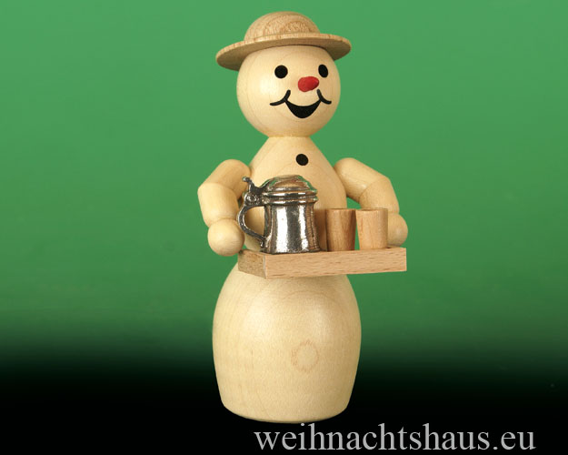 Schneefrau Schneemann Frau Wagner Neuheit Kugelschneefrau mit Tablett und Bierkrug