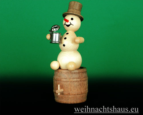 Wagner Neuheit Schneemann Fass Schneemänner Kugelschneemann natur mit Bierkrug auf Fässer Biertrinker