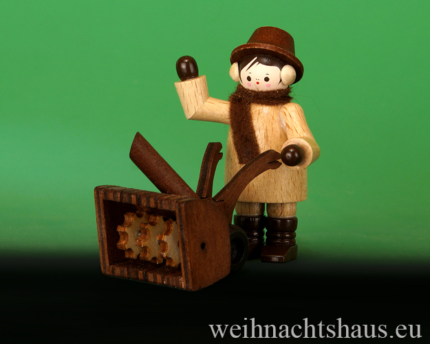 Thiel Romy Winterkinder Erzgebirge Winter Thiele Rommy Kinder Mann mit Schneefräse Figuren aus Holz Seiffen Deutschneudorf