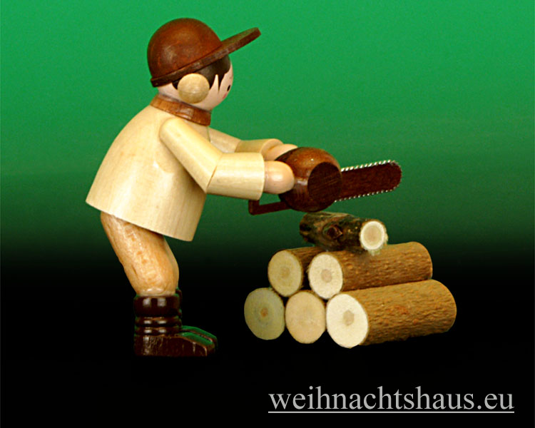 Figur Kettensäge aus Holz Waldmann von romy Thiel aus dem ERzgebirge