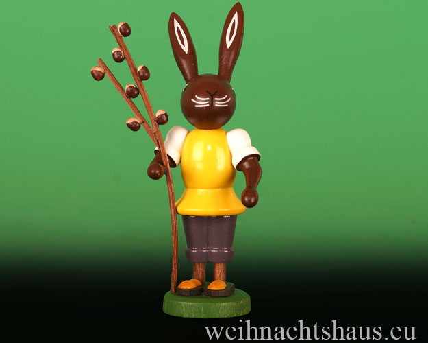 Osterhäschen Weidenkätzche Osterhasen Erzgebirge Holz Holzhäschen Preissler Thomas Neuheit