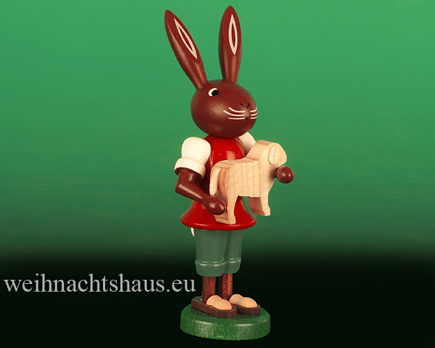 Osterhase Erzgebirge Neuheit Holz Osterhasen Holzosterhasen mit Osterlamm Neuheiten Holzosterhasen Preißler Thomas