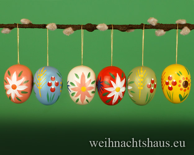 Erzgebirge Ostereier Ostern Osterbaumbehang erzgebirgischer  Eierbehang  Landhaus aus Holz
