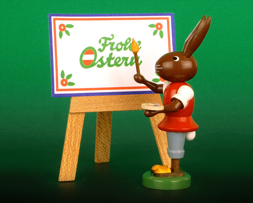 Osterhasen Erzgebirge Hase Ostern mit Maltafel Preissler Thomas Holzosterhasen Osterdeko