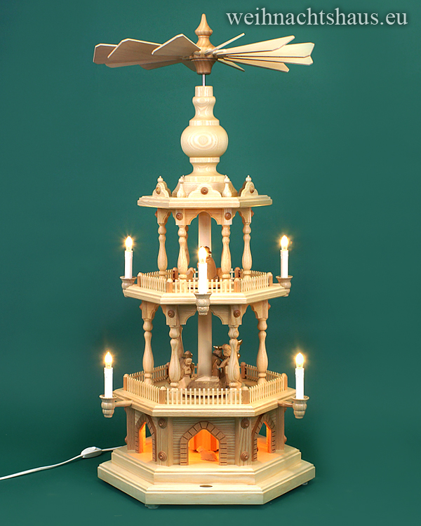 Weihnachtspyramide groß Krippe elektrisch  Erzgebirge traditionell Pyramide geschnitzt Seiffen Werksverkauf