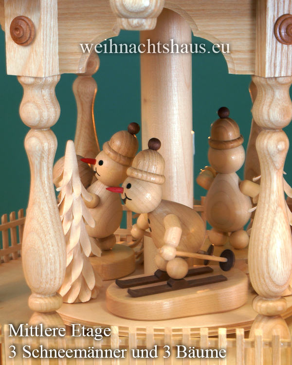 Weihnachtspyramide elektrisch groß Erzgebirge Pyramide mit Schneemann Wagner