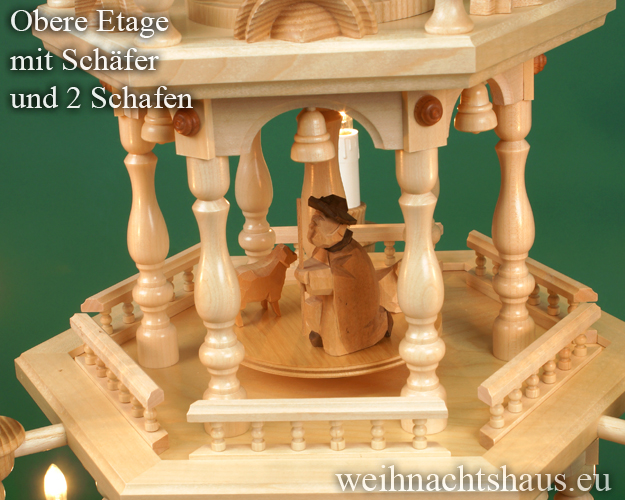 Weihnachtspyramide geschnitzte Figuren elektrisch Krippe Geburt Erzgebirge