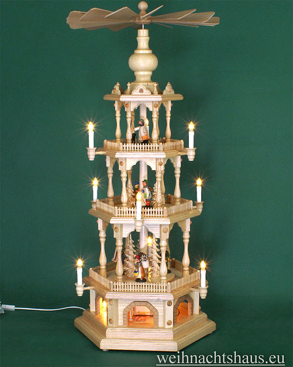 Weihnachtspyramide elektrisch Erzgebirge Pyramide groß beleuchtet Seiffen