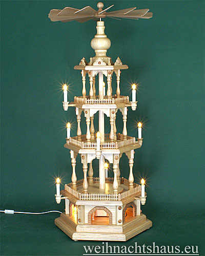 Weihnachtspyramide Erzgebirge ohne Figuren elektrisch Pyramide elektrisch beleuchtet leer