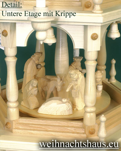 Weihnachtspyramide über 1 Meter elektrisch Pyramide Krippe geschnitzt Erzgebirge Seiffen