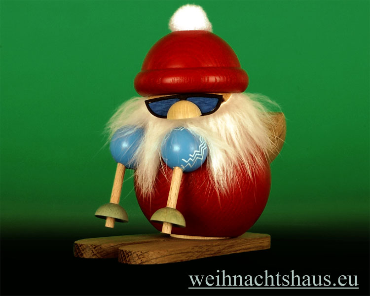 Seiffen Weihnachtshaus - <!--13-->Räuchermann Erzgebirge, Weihnachtsmann auf Ski - Bild 1
