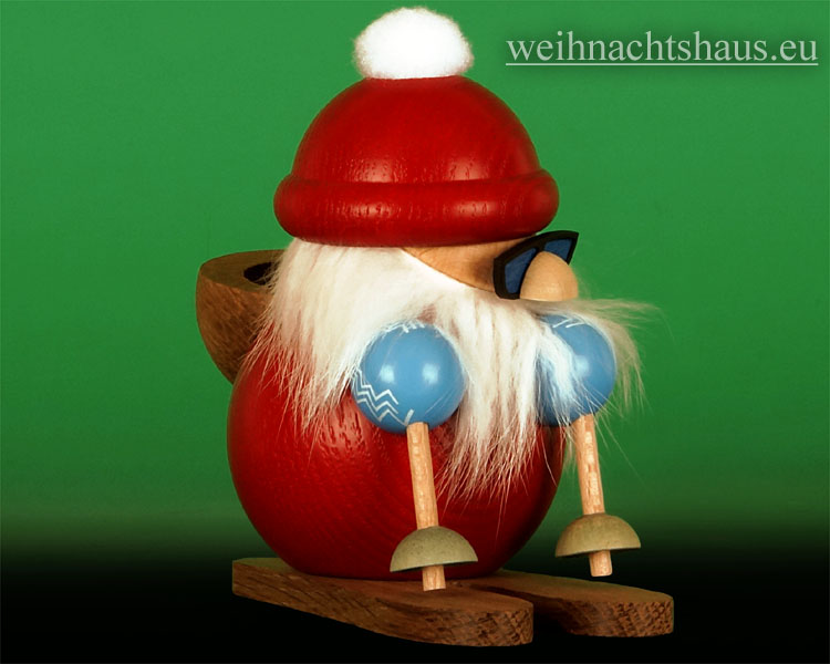 Seiffen Weihnachtshaus - <!--13-->Räuchermann Erzgebirge, Weihnachtsmann auf Ski - Bild 2