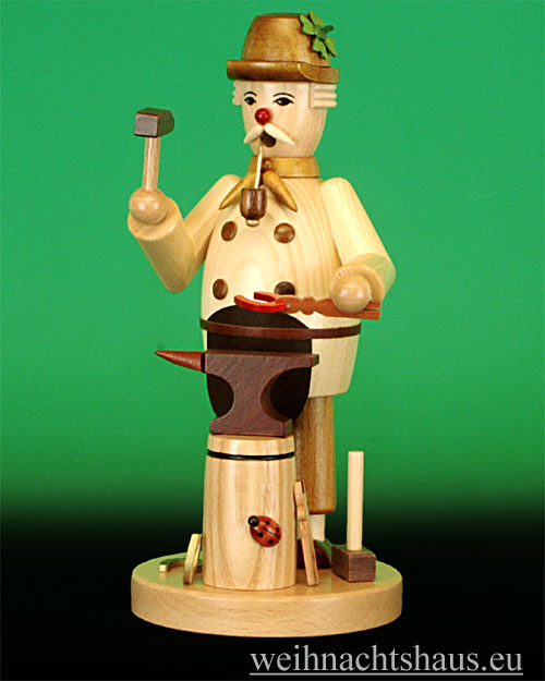 Schmied Glücksschmied Figur Räuchermann  aus Holz Geschenk für Schmiede Erzgebirge Seiffen Uhlig Friedbert