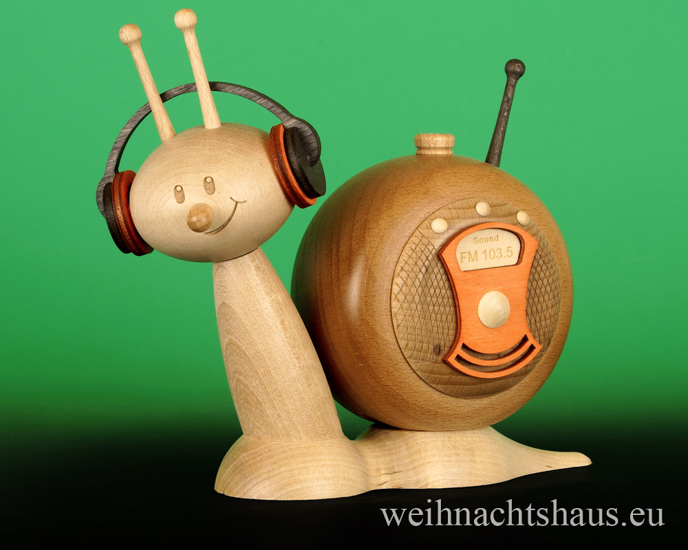 Räuchermännchen Radio Sound Räucherschnecke aus Holz Erzgebirge Musik