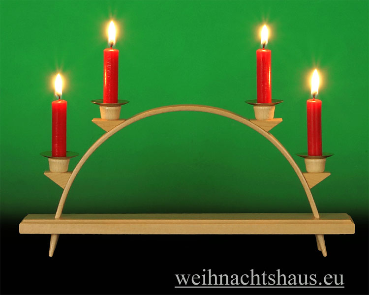 Seiffen Weihnachtshaus - Schwibbogen  ohne Figuren leer Wachskerzen 32cm - Bild 1