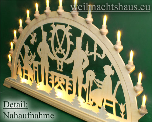 Seiffen Weihnachtshaus - Schwibbogen 20 Kerzen Bergmann 100 cm - Bild 2