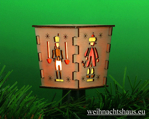 Seiffen Weihnachtshaus - Stecklaterne 4 seitig Engel und Bergmann - Bild 2