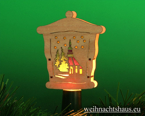 Aufstecker für Schwibbogen Erzgebirge Stecklaterne 2 seitig flach Seiffener Kirche