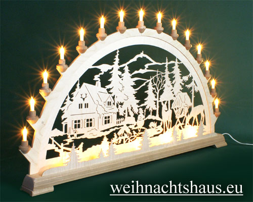 Seiffen Weihnachtshaus - Schwibbogen 20 Kerzen Forsthaus 100 cm - Bild 3