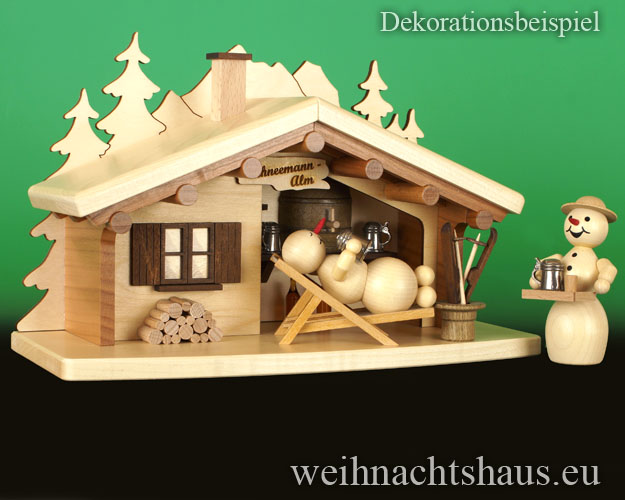 Räucherhaus Schneemann Alm Erz Seiffen Erzgebirge Wagner Schneemänner Neuheit in Seiffener Weihnachtshaus kaufen