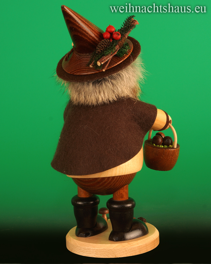 Seiffen Weihnachtshaus - <!--05-->Räuchermann Wichtel  Pilzsammler Räucherwichtel - Bild 2