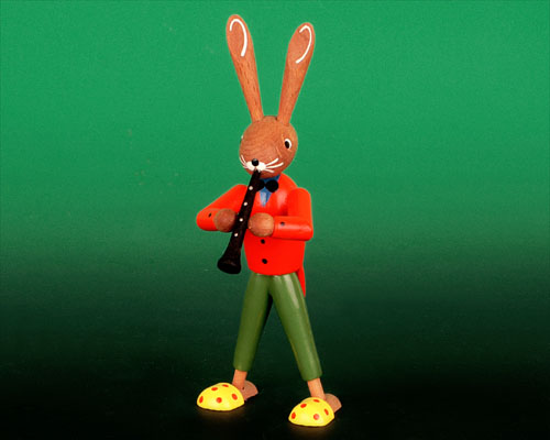 Seiffen Weihnachtshaus - Pantoffelhasenmusikant Klarinette - Bild 1