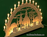 Seiffen Weihnachtshaus - Schwibbogen 20 Kerzen Seiffener Weihnachtsmarkt 100 cm - Bild 2