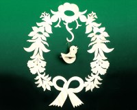 Seiffen Weihnachtshaus - Fensterbild neutral Blütenkranz - Bild 1