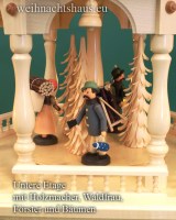 Seiffen Weihnachtshaus - Weihnachtspyramide 109 cm Pyramide elektrisch beleuchtet Zaun mit Erzgebirgsfiguren - Bild 3