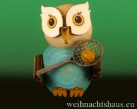 Seiffen Weihnachtshaus - Eule klein Eule Tennisspieler Neu 2019 - Bild 1