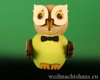 Seiffen Weihnachtshaus - Eule klein Deko-Eule in grün - Bild 1