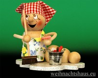 Putzfrau Figur aus Holz Räucherfrau  Räucherwurm Erzgebirge  Putzwurm-Rosi Kuhnert