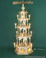 Weihnachtspyramide elektrisch groß mit Krippe Figuren Erzgebirge 4 Stock in Seiffen kaufen