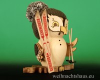 Räuchermännchen Ski Skifahrer Schneeschuh Räuchermann Kuhnert Eulen Neuheit Erzgebirge Räuchermann Eule Neuheiten aus Holz Erzgebirgische Skifahrereule Holzeulen Dekorationseule Skier