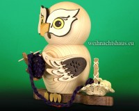 Seiffen Weihnachtshaus - <!--11-->Räuchermann Eule aus Holz Erzgebirge Strickeule - Bild 2