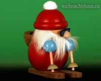 Seiffen Weihnachtshaus - <!--13-->Räuchermann Erzgebirge, Weihnachtsmann auf Ski - Bild 2