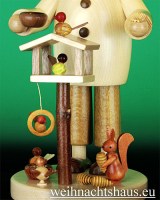 Räuchermann mit Vögel und Vogelfütterung aus dem Erzgebirge